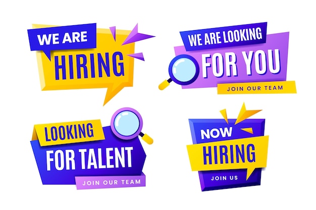 Collection of we are hiring banners with geometrical shapes