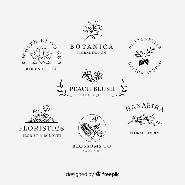 Free Vector collection of wedding florist logos