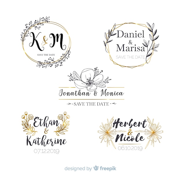 Collection of wedding monogram logos