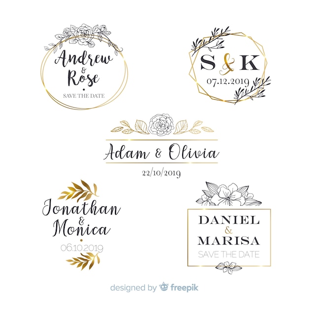 Collection of wedding monogram logos