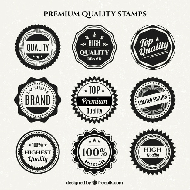 Free Vector collection of white and black quality badge