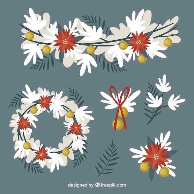 Free Vector collection of white christmas flowers