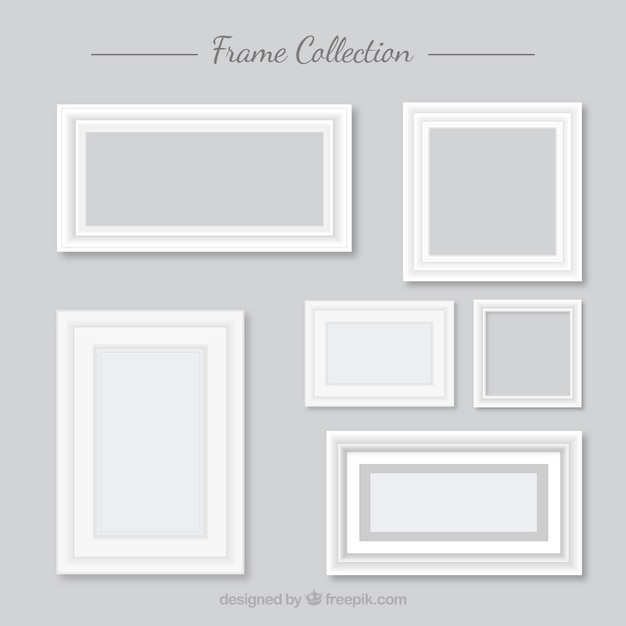 Collection of white frames in flat design