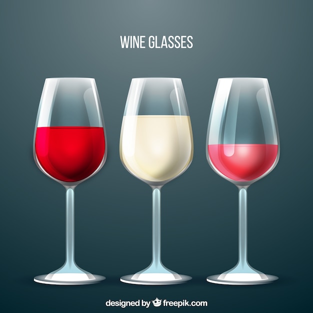 Collection of wine glasses in realistic style