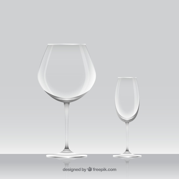 Collection of wine glasses in realistic style