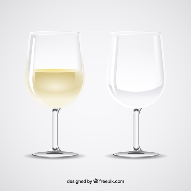 Collection of wine glasses in realistic style