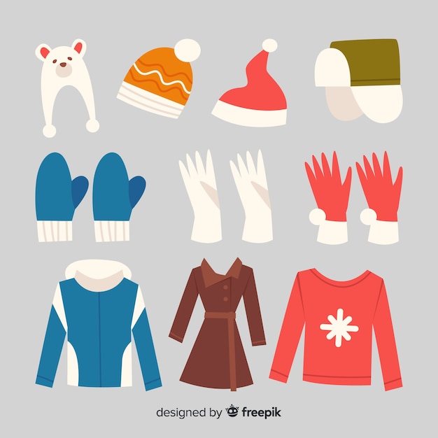 Free Vector collection of winter clothes