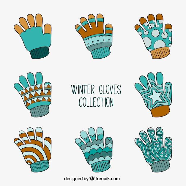 Free Vector collection of winter gloves