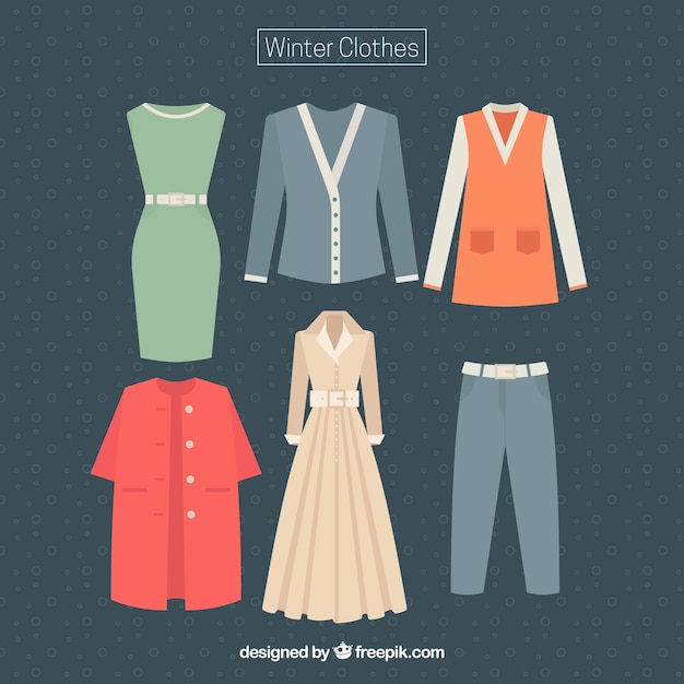 Free Vector collection of winter women's clothing 