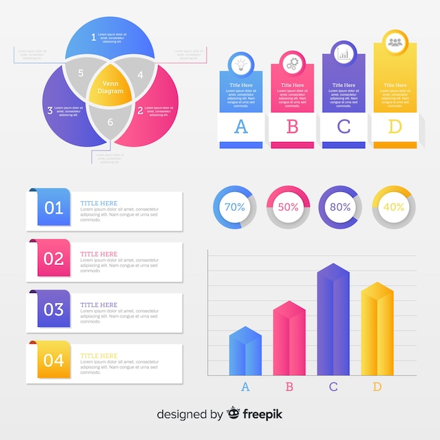 Collection with flat infographic elements