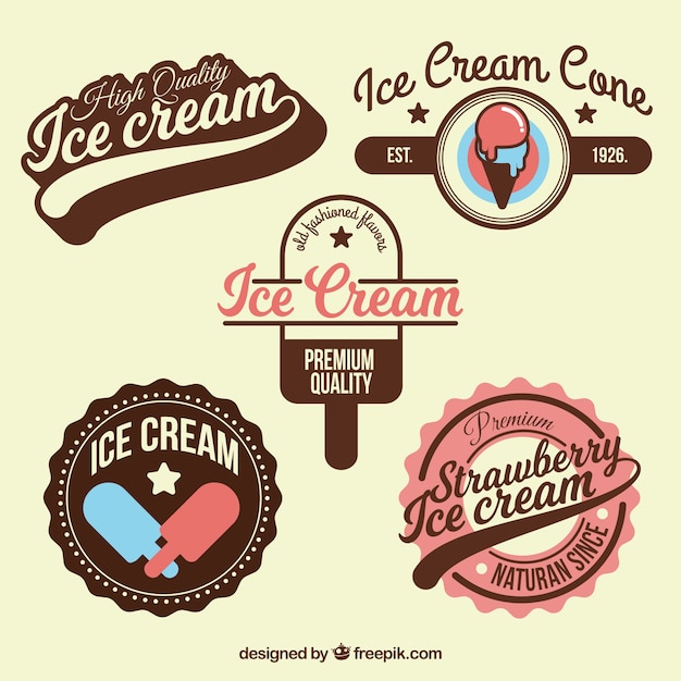 Free vector collection with great ice cream badges