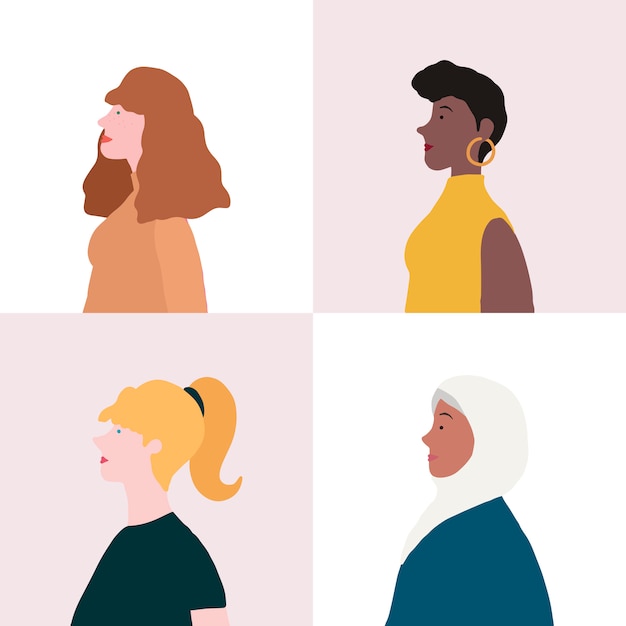 Free vector collection of women in profile vector