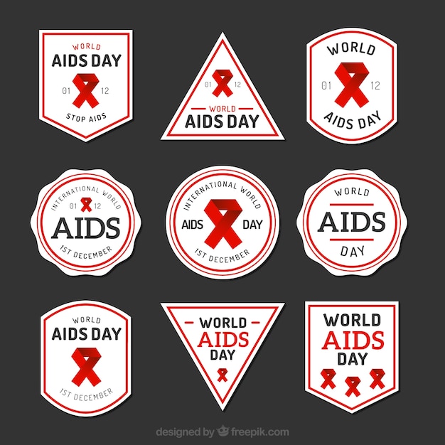 Collection of world AIDS day labels