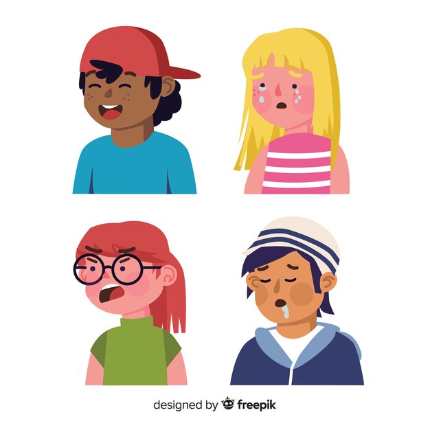 Collection of young people emotions