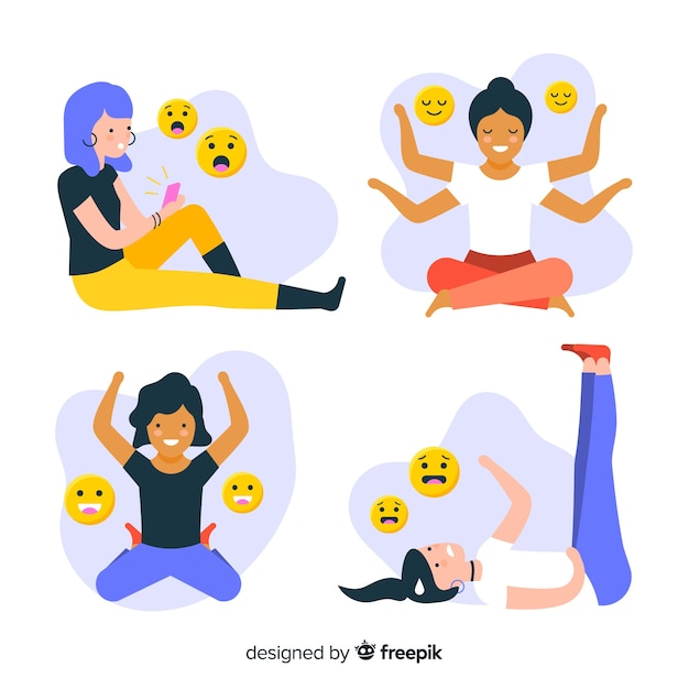 Free Vector collection of young people emotions