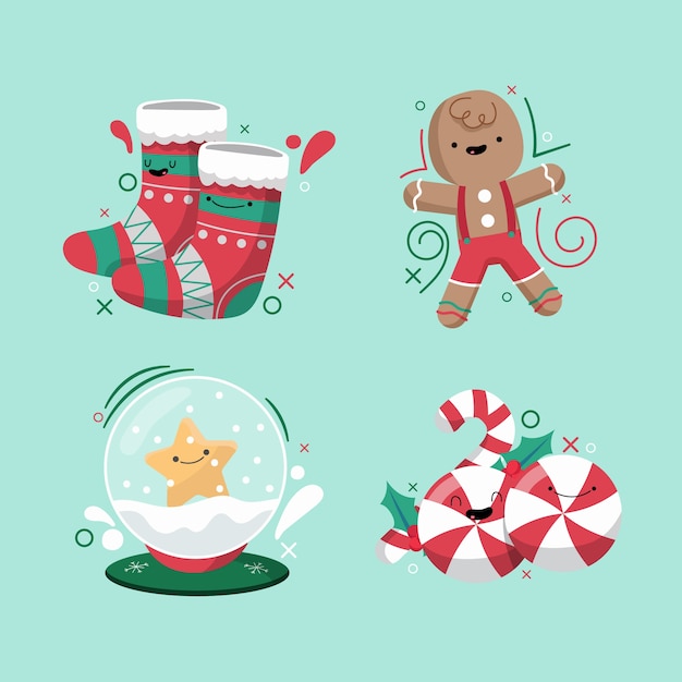 Free Vector collecton of christmas element in flat design