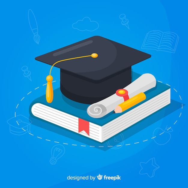 Free vector college background with mortarboard