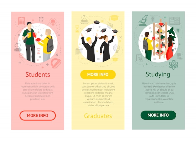 Free Vector college university isometric vertical banners