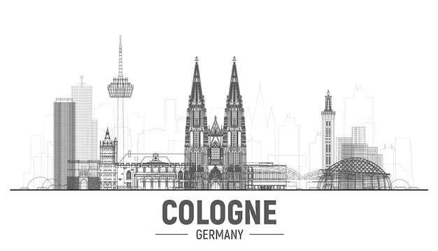 Cologne Germany city silhouette skyline with panorama on white background Vector Illustration Business travel and tourism concept with old buildings Image for presentation banner website