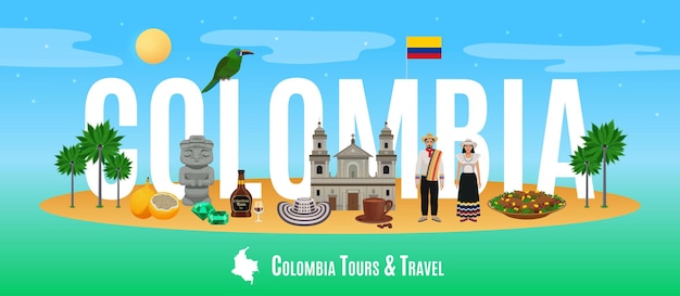 colombia word illustration