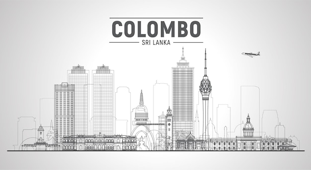 Free Vector colombo sri lanka line skyline with panorama in sky background vector illustration business travel and tourism concept with modern buildings image for presentation banner placard and web site