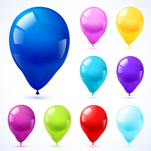 Color balloons icons set