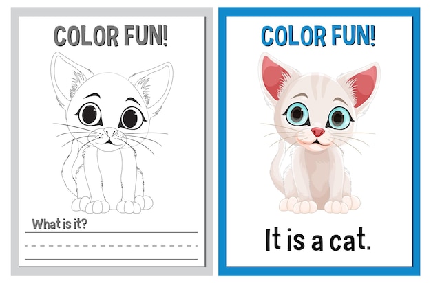 Free Vector color fun cat illustration activity