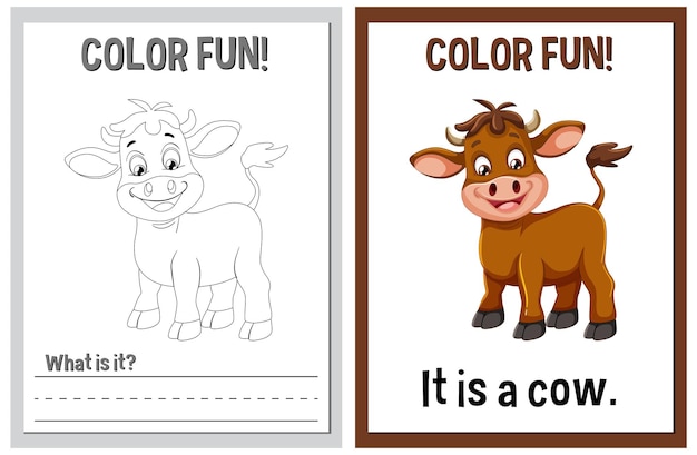 Free Vector color fun educational cow illustration