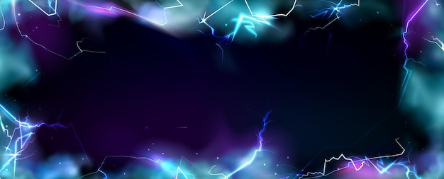 Free vector color lightning frame isolated on black