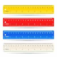 Free vector color school rulers in centimeters and inches set