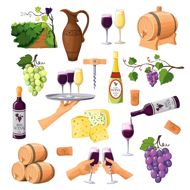 Color Wine Icons Set