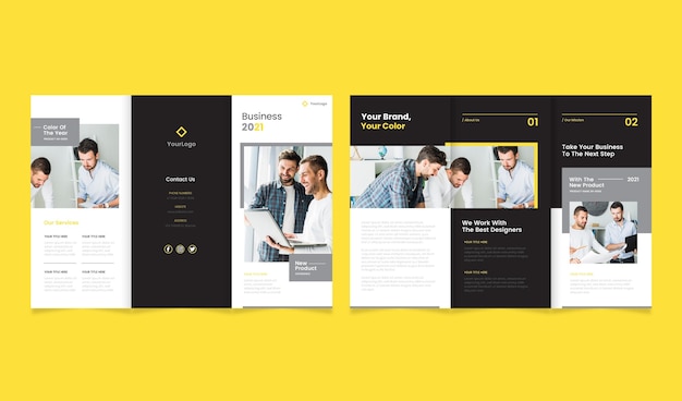 Color of the year 2021 trifold brochure template