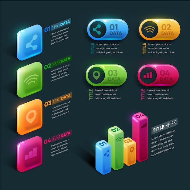 Colored 3d glossy infographic