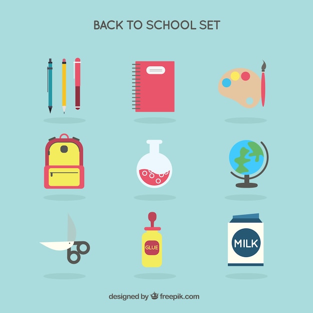 Colored back to school icons set