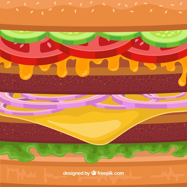 Free Vector colored background of delicious cheeseburger