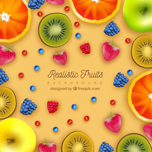 Free Vector colored background of fruits in realistic design