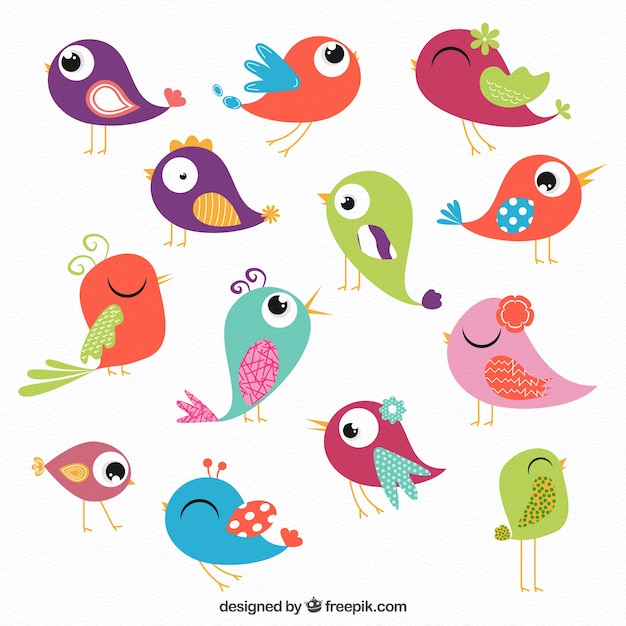 Free Vector colored birds collection