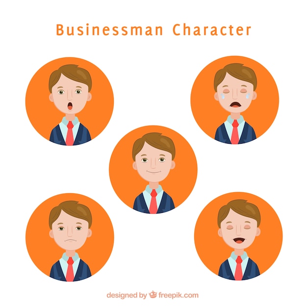 Free Vector colored businessman character with expressive gestures