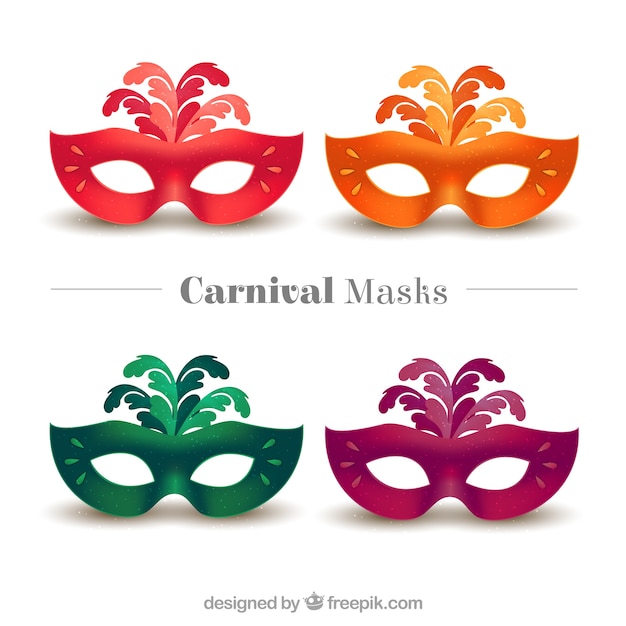 Free Vector colored carnival masks pack