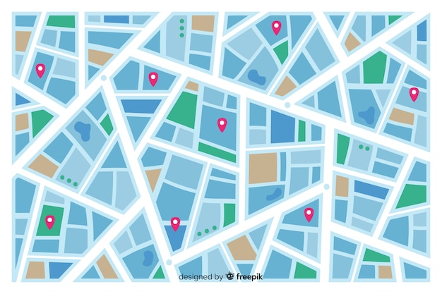 Free Vector colored city map indicating street routes