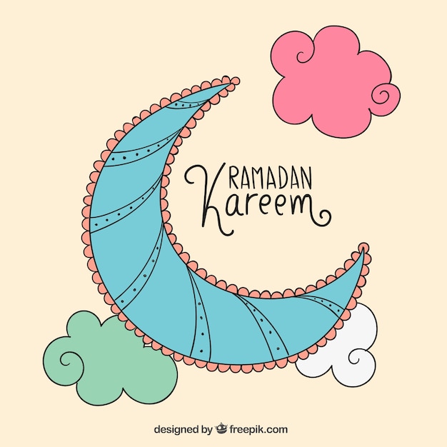 Free vector colored crescent moon for ramadan kareem