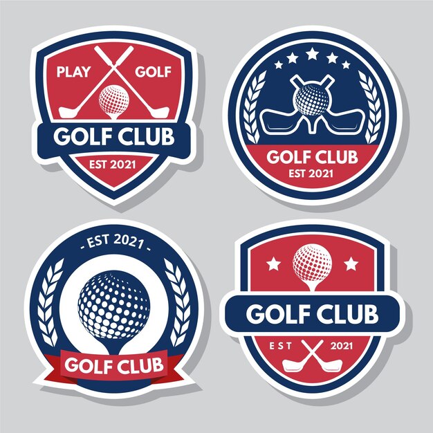 Colored flat design golf logo collection