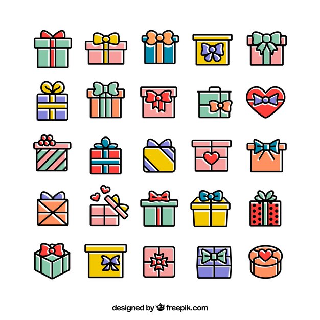 Colored gifts icons