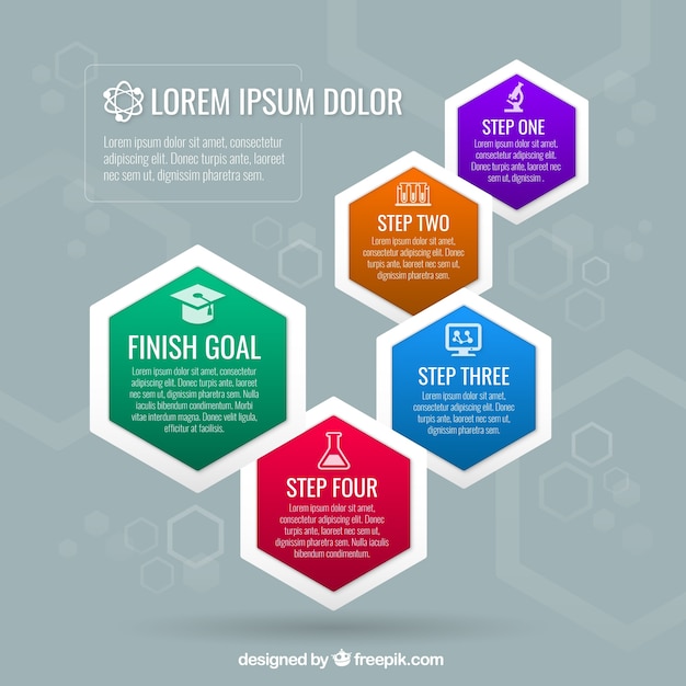 Free Vector colored hexagons infographic