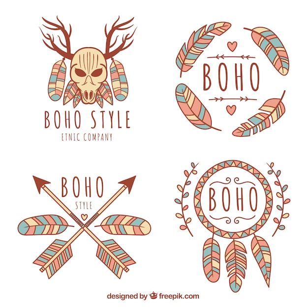 Colored logos in boho style