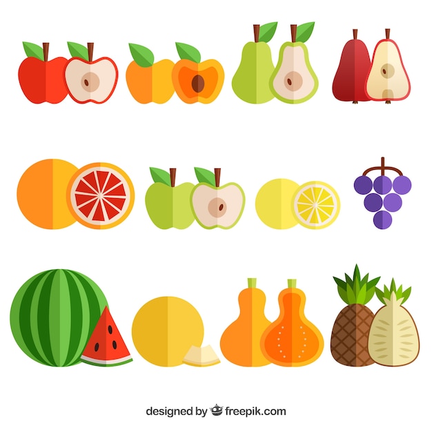 Colored pack of different kind of pieces of fruit