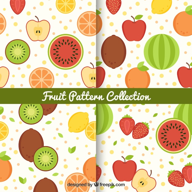 Colored patterns with variety of fruits