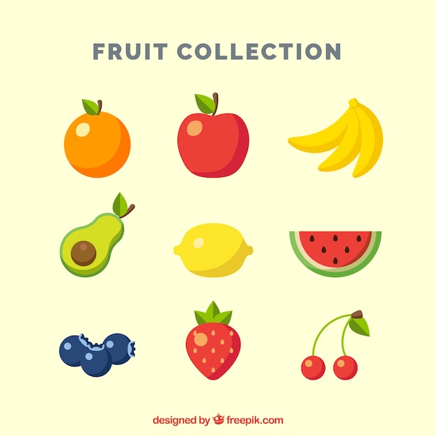 Free Vector colored pieces of fruit in flat design