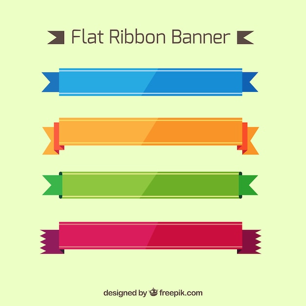 Colored ribbons set in flat design