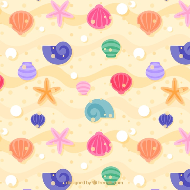 Colored seashells background